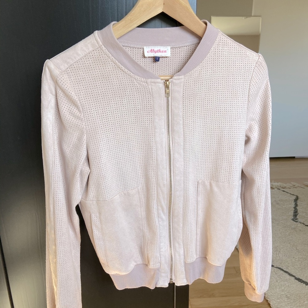 Alythea blush pink faux suede jacket